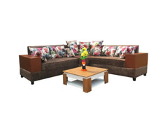 Elegant L_sofa With Coffee Table - Brown Italian for sale