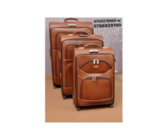 Leather travel suitcases